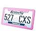 L-Fine Aluminum Alloy License Plate Frame with Screw Caps (Pink 4 Holes)