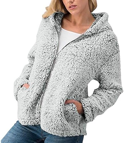 Orangeskycn Womens Casual Warm Zipper Sherpa Jacket Solid Outwear Coat Overcoat