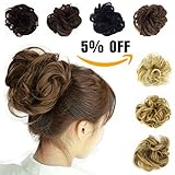 Haironline Scrunchie Scrunchy Bun Up Do Hair piece Hair Ribbon Ponytail Extensions Wavy Curly or Messy brown