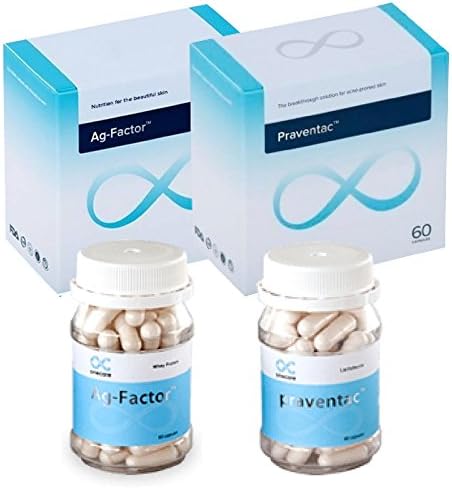 Praventac &amp; Ag-Factor 1-month package Reduce Acne, Pimple, Blemishes, Treat Scar (1 bottle each/60 capsule per bottle)