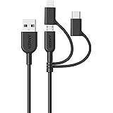 Anker Powerline II 3-in-1 Cable, Lightning/Type C/Micro USB Cable for iPhone, iPad, Huawei, HTC, LG, Samsung Galaxy, Sony Xpe