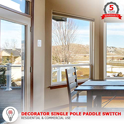 image for ESD Tech Paddle Light Switch On/Off Single Pole Rocker, Decorator, Res