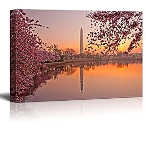 Canvas Prints Wall Art - Cherry Blossom Festival at The National Mall Washington, DC | Modern Wall Decor/Home Art Stretched Gallery Wraps Giclee Print & Wood Framed. Ready to Hang - 12" x 18"