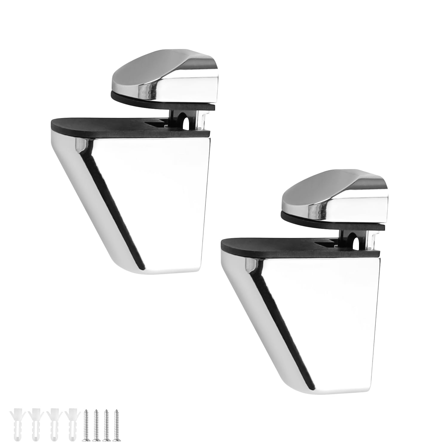 WJUAN 2 Pcs Adjustable Shelf Brackets, Suitable for Square Glass Clamps for Home, Hotel, Office and Hairdressing Workbench Mirrors (Installation Adjustment Distance is 3-20 mm)