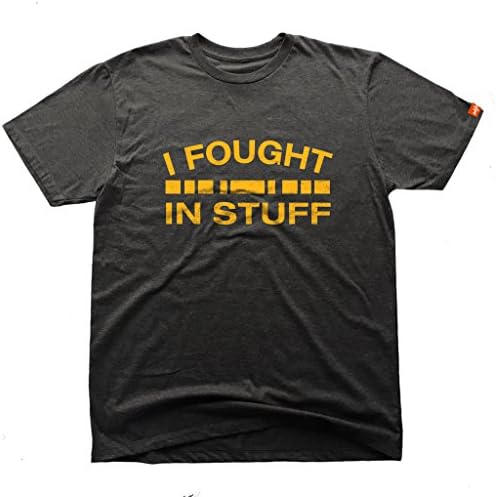 Inkfidel I Fought In Stuff Black Graphic T-Shirt Military Tee Army USMC Marine Veteran Apparel (Large)