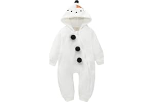 GRNSHTS Baby Boy Girls Halloween Christmas Romper Velvet Hoodied Snowman Jumpsuit Toddler Costumes Xmas Clothes