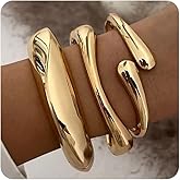 WAINIS 3Pcs Chunky Gold Bangle Bracelets for Women Trendy Wide Wrist Cuff Bracelets Stack Statement Bangle Fashion Gift