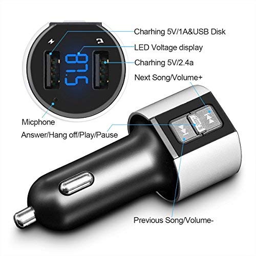 Car Bluetooth FM Transmitter,Bluetooth Hands Free Car Kit,Wireless in
