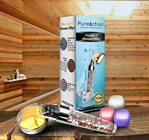 Vitamin C Shower Filter - Filtered Shower Head - Removes Chlorine and Flouride - Softens Hard Water - 4 Aroma Filter Cartridges - Universal Shower System - Handheld Showerhead Filter with Hose