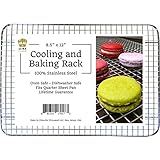Ultra Cuisine 100% Stainless Steel Wire Cooling Rack fits Quarter Sheet Size Baking Pan, Heavy Duty, Commercial Quality, Oven Safe (8.5" x 12")