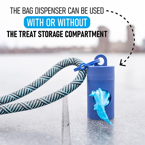 TreatPod Leash Treat Holder and Poop Bag Dispenser (Blue) 2 in 1 Dog