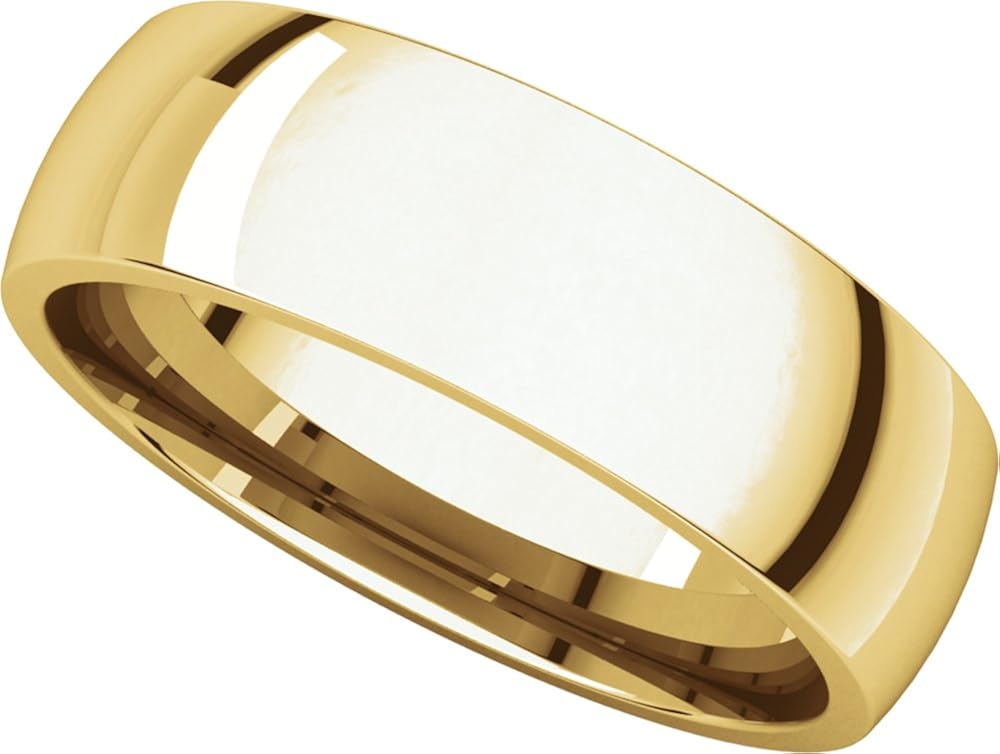 6mm Gold Yellow 10K Mens Light Ring Band Wedding Domed Fit