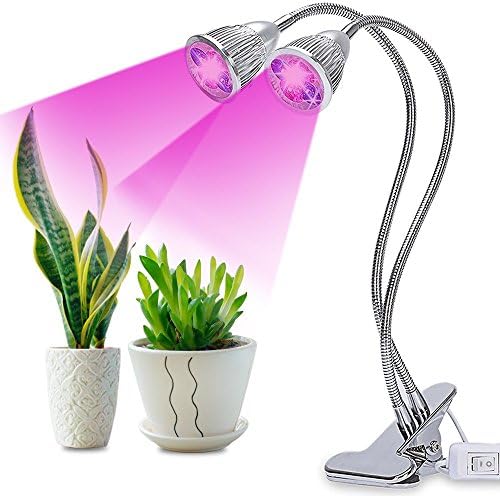 Luoxa Plant Lights for Indoor Plants, 10W Dual Head LED Plant Grow Light with 360 Flexible Gooseneck with Separate Control Switches, Greenhouse, Hydroponics,succulents, Gardening, Office (5w2, Double
