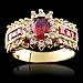 2017 New Arrival Red Jewelry Red Zircon Rings for Women & Men Engagement Band 10KT Yellow Gold Filled Crystal Wedding Ring (9)