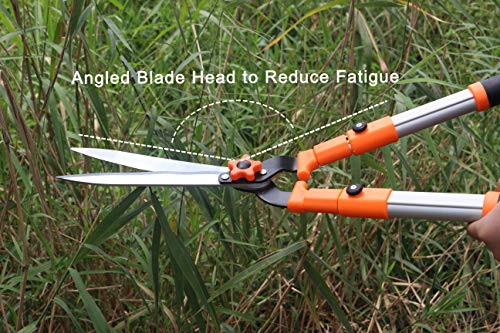 THANOS Hedge Shears,SK-5 Wavy High Carbon Steel Blades,Telescoping Aluminium Lightweight Handle,Pruning Shears,Garden Lopper for Trimming Borders,Boxwood,Pruning Clipper,Grass,Bushes,Loppers