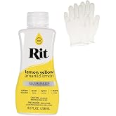Rit Dye &ndash; Liquid Fabric Dye for Crafting, Clothing, and D&eacute;cor &ndash; 8 oz. Bottle &ndash; Lemon Yellow (Gloves Included)