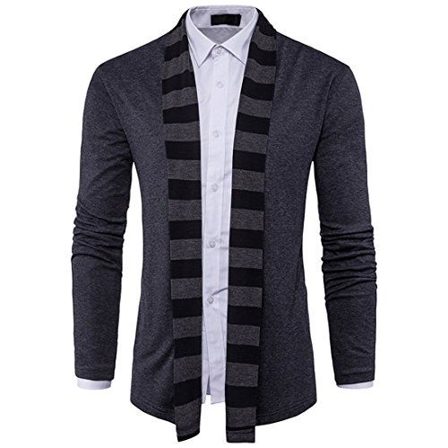 DUBUK Mens Lightweight Knit Cardigan Slim Fit Knitwear Front Button Versatile Kintted Sweater Cardigans (Gray,Xxl)