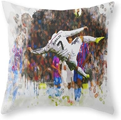 Leader Sheep Cristiano Ronaldo - THE TRADE MARK KICK Cotton Linen Home Decorative Throw Pillow Case Cushion Cover for Sofa Couch (18" x 18")
