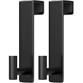 PMMASTO 7.5 Inch Over The Door Hooks, Black- 2 Pack, T Shape | Stainless Steel Door Hooks Organize Coats Towels Robes in Bathrooms Bedrooms Closets