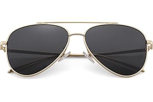 Bouryo Kids Polarized Aviator Sunglasses for Boys Girls Juniors and Youth Age 5-18