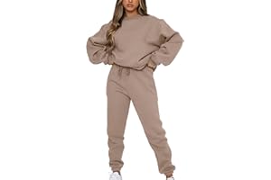 amropi Women's Tracksuit Set Fleece Sweatshirt Top and Jogging Pants Sports Outfits