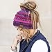Funky Junque Women's Winter Criss Cross Beanie Bun Hat with Ponytail Hole - 4 Tone Mix - Grey, Black, Beige, Lt French Beige