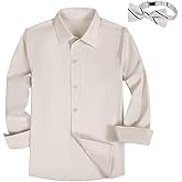Boys Button Down Shirt Long Sleeve Dress Shirts for Toddler Kids Boy with Bow Bowtie,Size 2-14 Years