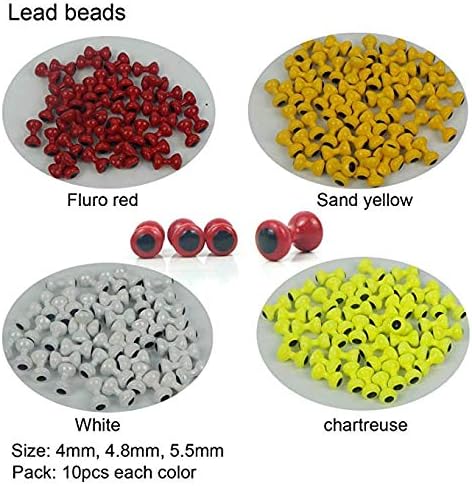 Aventik 40pcs Lead Dumbbell Shaped Fish Eyes Realistic Fly Tying Materials, Four Colors, Easy to Use, Streamers, Crafts, Baitfish, Spinner Flies, Fresh water