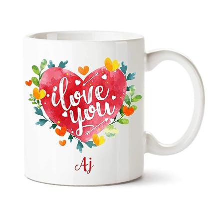 Buy Aj I Love You Ceramic Coffee Name Mug Online At Low Prices In India Amazon In