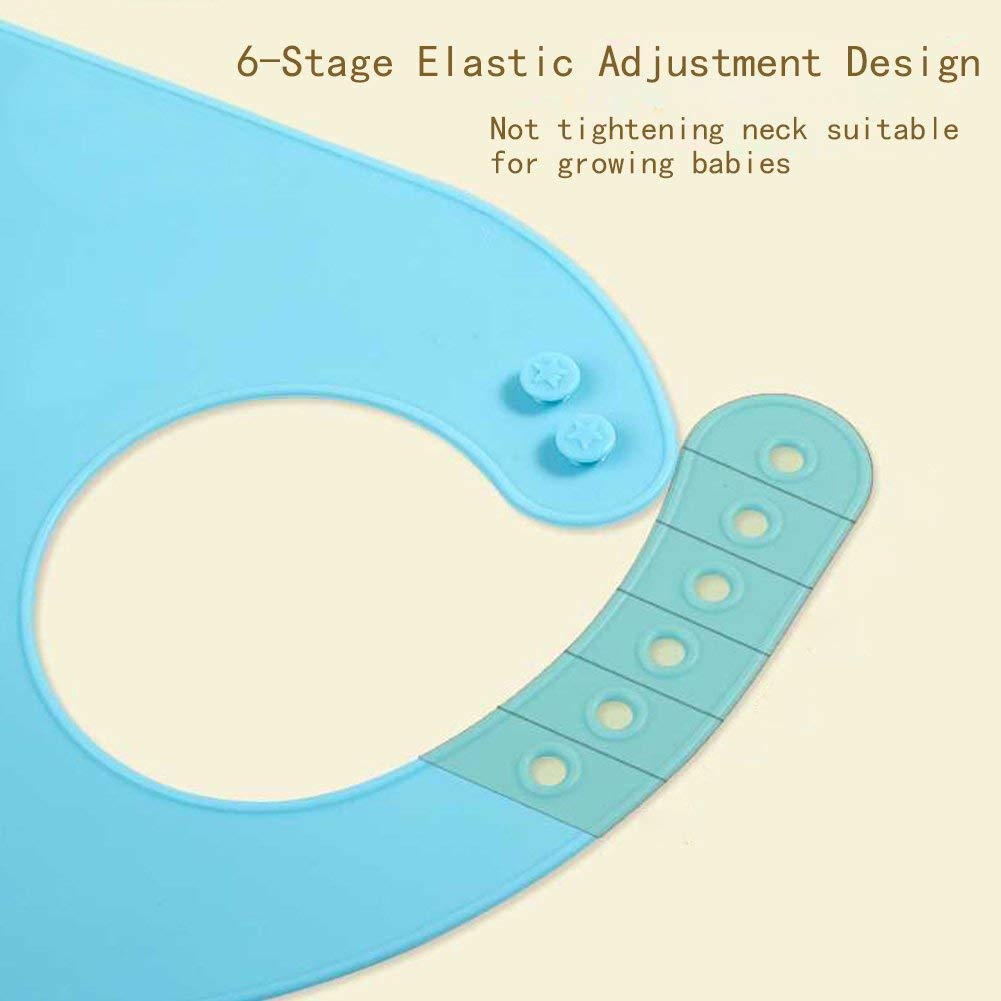 Waterproof Soft Silicone Baby Bibs,Easily Wipes Clean,Keep the Mess Off,Give your baby a Good Care (Blue&Green)