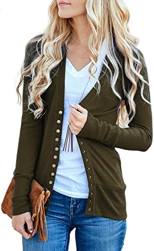 NENONA Women's V-Neck Button Down Knitwear Long Sleeve Soft Basic Knit Cardigan Sweater