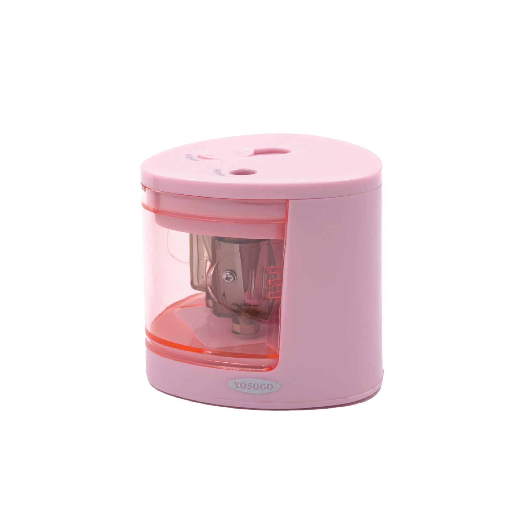 Yosogo Electric Pencil Sharpener (Pink) – Dual Hole for Normal & Jumbo Size Pencils, Secure Safety Cap & Easy-to-Clean Shavings Container