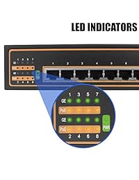 BV Tech poe sw800g 8 Port Gigabit 130 W PoE Swit Canal (Gris)