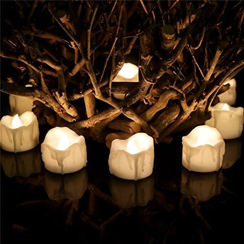 Amzbeauty 48pcs Tea Lights with Timer Warm White Battery Powered Candle Lights for Wedding Centerpiece Reception Romantic Table Dinner Craft Project