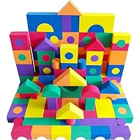 EWONDERWORLD 100 Piece Premium Quality Non-Toxic Foam Building Wonder Blocks - Building Toys, Foam Blocks for Kids & Toddlers, Children