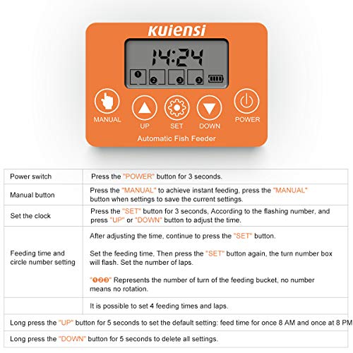 KUIENSI Automatic Fish Feeder, Vacation Fish Food Dispenser for