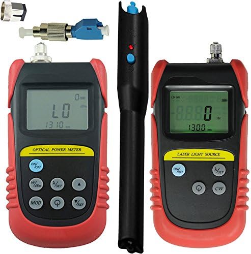 -70dB ~ +6dB, Optical Power Meter, fiber Optic Power meter + 850nm/1300nm Wavelength, Optical Laser Source, fiber Optical laser light source + 15mw Visual Fault Locator + FC Male to LC Female Adapter