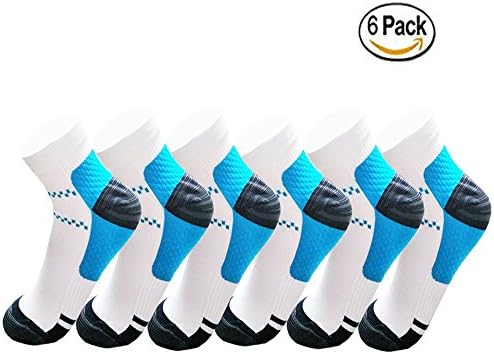 6 Pairs Upgraded Sport Plantar Fasciitis Arch Support Low Cut Running Gym Compression Foot Socks Sleeves 2 Size (S/M)
