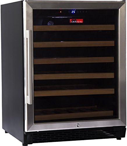 Chateau CW542 220V SE 46 Bottle LED Display Glass Wine Cooler Refrigerator, Black