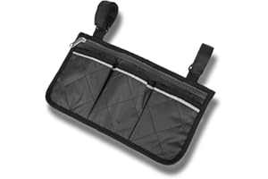 Joyzan Wheelchair Side Bag, Walkers Armrest Storage Pouch Multiple Pockets Carry Organizer Accessories for Electric Manual Po