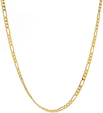 FZTN Jewelry 4mm Gold Flat Figaro Chain 