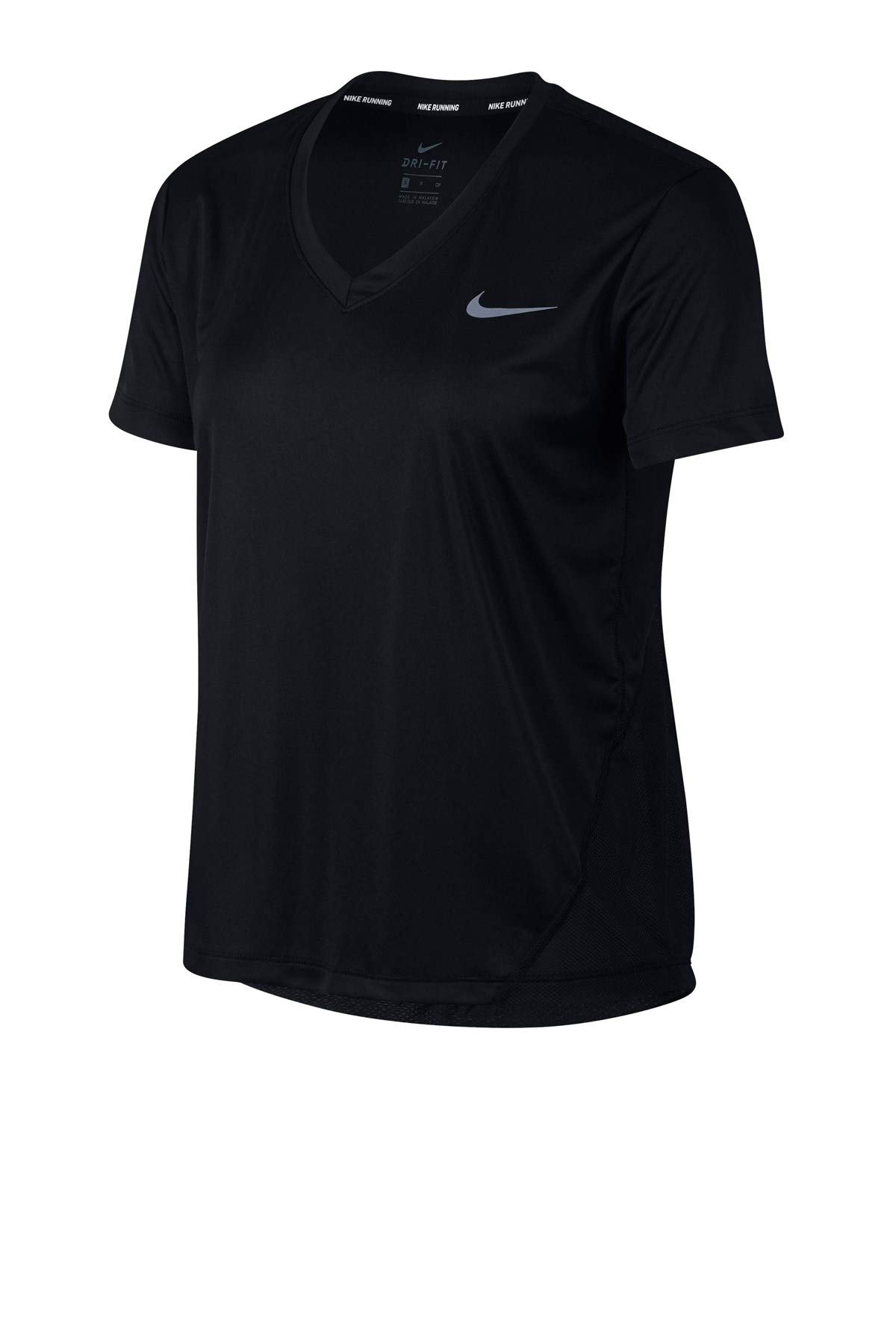 Nike Women Miler V-Neck Top - Black/Reflective Silver, Small