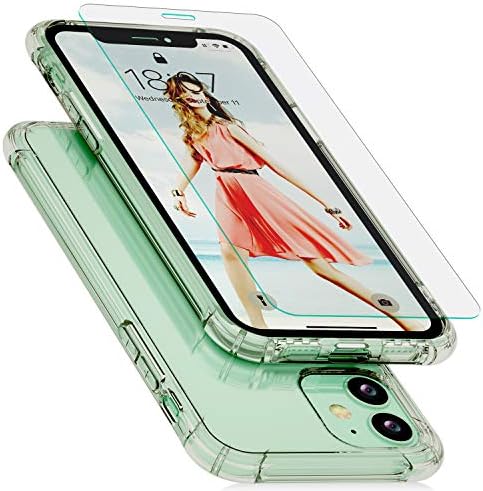 IVSUN iPhone 11 Clear Case, Protective Heavy Duty Cover Soft TPU Bumper [Slim Thin] Case with Free Tempered Screen Protector for iPhone 11 6.1-inch (2019)-Transparent