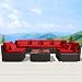 Modenzi 7G-U Outdoor Sectional Patio Furniture Espresso Brown Wicker Sofa Set (Red) primary