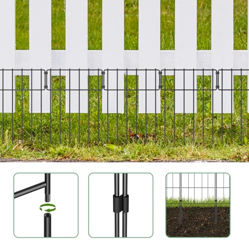 LIANTRAL Garden Fence 25 Pack, Animal Barrier Fence, No Dig Rustproof Metal Fence Panels, Patio Border Animal Fencing for Dog Rabbit Yard Patio Outdoor Decor, Total 43 cm (H) x 8.25 m (L)