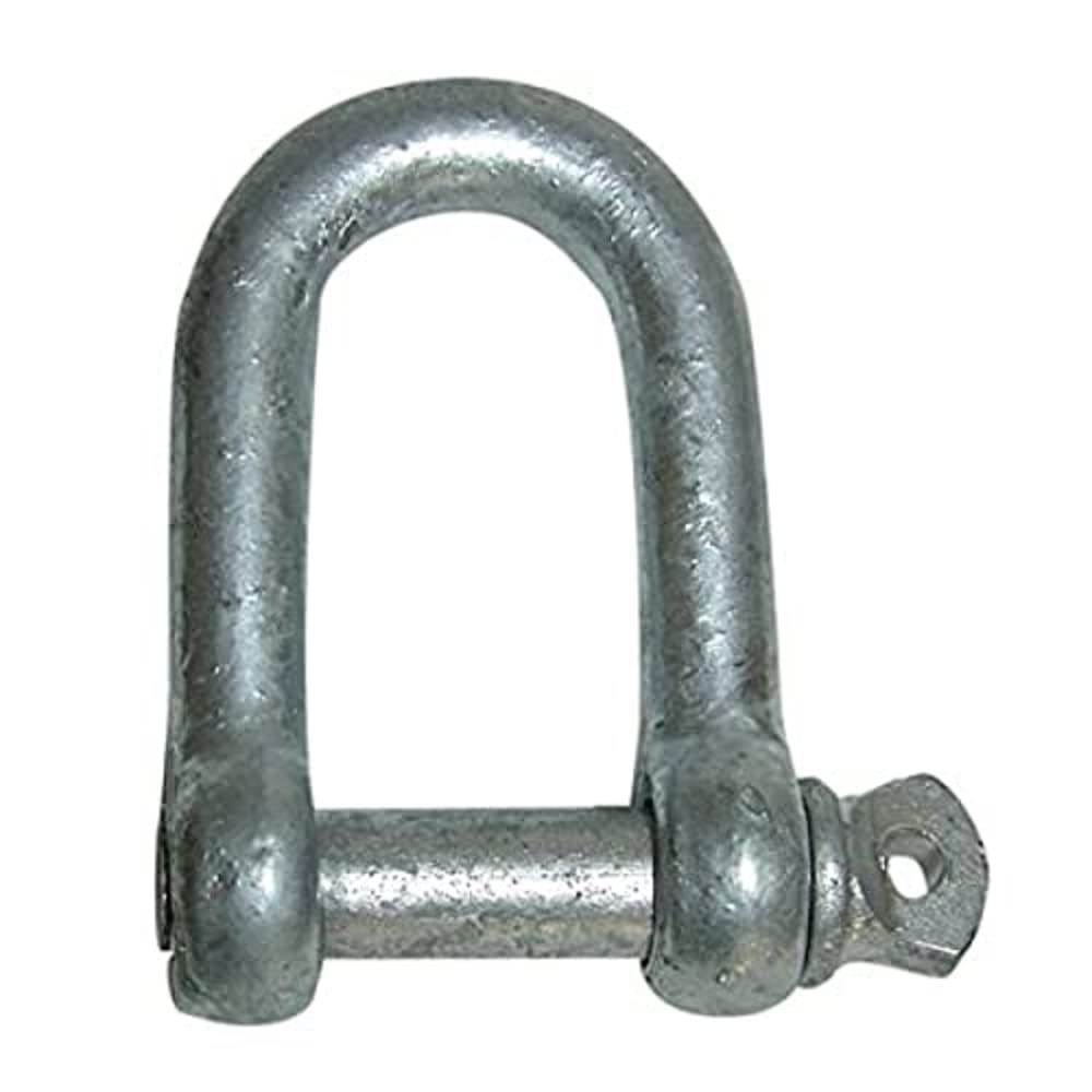 Merriway BH04300 (2 Pcs) M10 Bright Zinc Plated Steel D Type Shackle, 3/8 inch - Pack of 2 Pieces