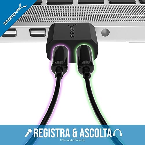 SABRENT External USB Sound Card, USB Plug to 3.5mm Jack Audio Adapter for Headphones Microphone Stereo Speakers, Compatible with Mac OS, Windows, Plug & Play, No Driver Needed [Black] (AU-MMSA)