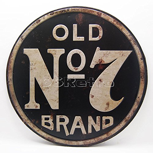 Old Jack Daniel's, Embossed Round Metal Tin Sign, Wall Decorative  Sign, Dia 15