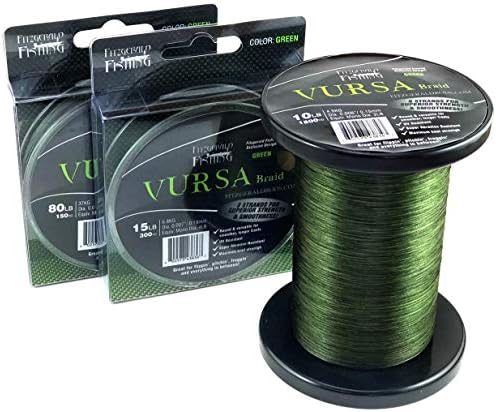 Fitzgerald Fishing Vursa Braided Fishing Line - The 8 Strand, Longer Casting, Fade Resistant Freshwater and Saltwater Fishing Line - Green
