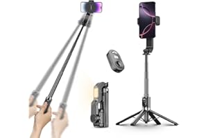 DESIONTAL Selfie Stick Gimbal Stabilizer, Single Axis Stabilizer Tracking Selfie Stick with Light Tripod 360° Rotation with Remote Control for iPhone/Andriod for Vlog Live Broadcast TIK Tok YouTube Vlogging